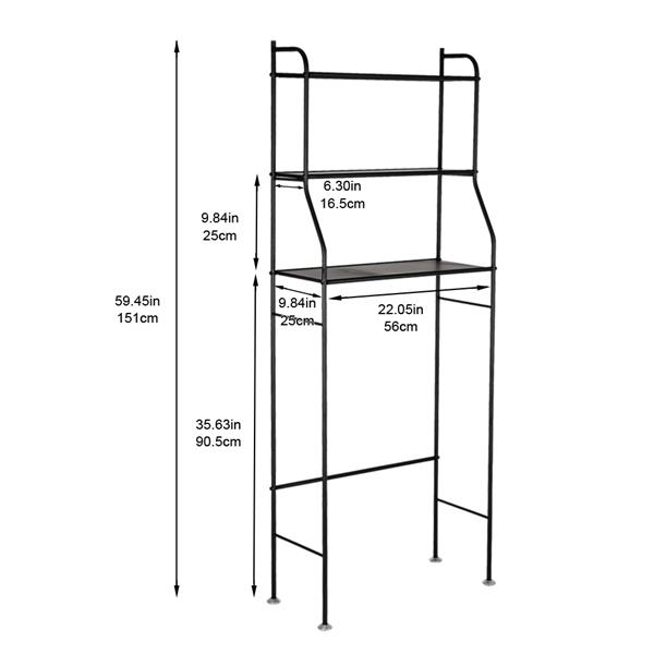 3-Tier The Toilet Bathroom Rack Black