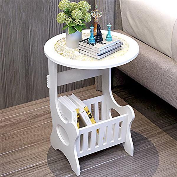 Bedside End Table Nightstand Chair Side Coffee Table  Modern European Style White Round Home Furniture