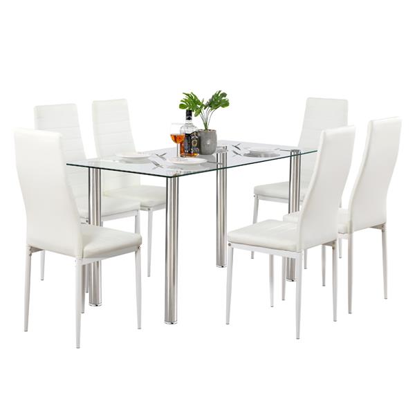 Simple Assembled Transparent Glass & Iron Dinner Table