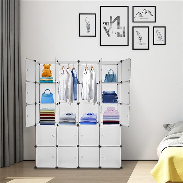 20 Storage Cube Organizer Plastic Cubby Shelving Drawer Unit, DIY Modular Bookcase Closet System Cabinet with Translucent Design for Clothes, Shoes, Toys