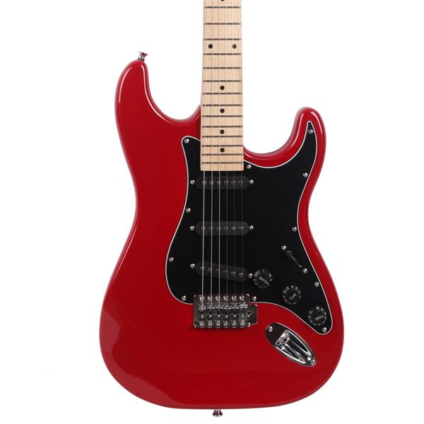 ST Stylish Electric Guitar with Black Pickguard Red