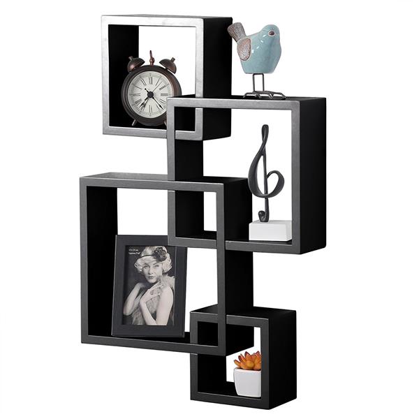 Intersecting Squares Floating Shelf Wall Mounted Home Decor Furniture Black