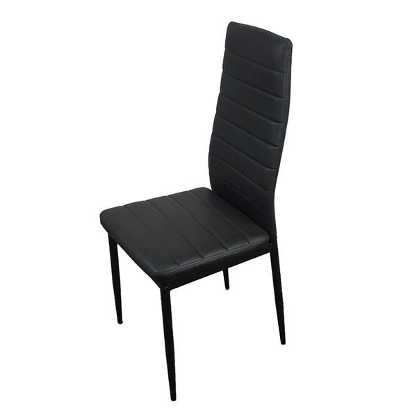 6pcs Elegant Assembled Stripping Texture High Backrest Dining Chairs Black 