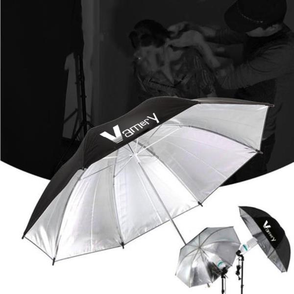 Kshioe 220V 45W White Umbrellas Silver Black Umbrellas Soft Light Box Background Stand Light Stands Four Lights Set UK Standard