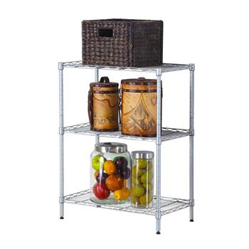 Concise 3 Layers Carbon Steel & PP Storage Rack Silver