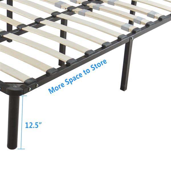 74*38*14 Wooden Bed Slat and Metal Iron Stand Twin Size Iron Bed Black