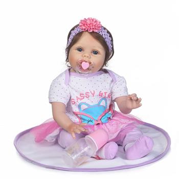 NPK 22\\" Silicone Lovely Baby Doll with Purple Clothes