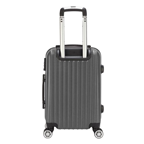 20 inch Waterproof Spinner Luggage Travel Business Large Capacity Suitcase Bag Rolling Wheels Gray Color
