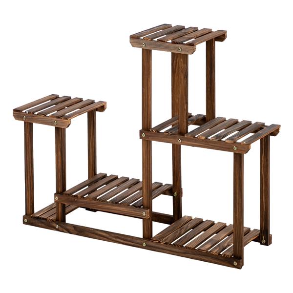 4-Story 7-Seat Indoor And Outdoor Multi-Function Carbonized Wood Plant Stand