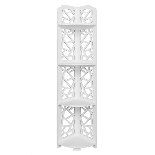 Baroque Carving Style Waterproof 120-Degree Angle 4 Layers Bathroom Cabinet Shelf White