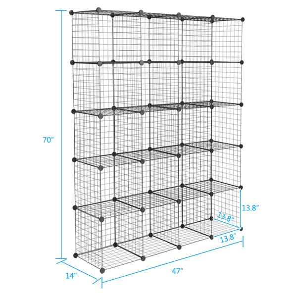 20-Cube Organizer Cube Storage Storage Shelves Wire Cube Storage Origami Shelves Metal Grid Multifunction Shelving Unit Modular Cubbies Organizer Bookcase