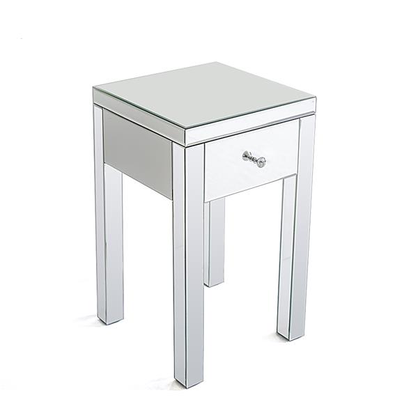 Modern and Contemporary Small 1 Drawer Mirrored Nightstand Bedside Table