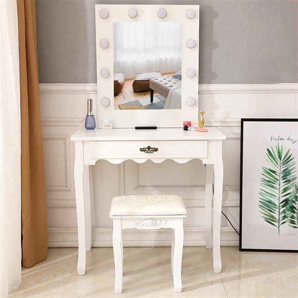 Generous Mirror Single Pumping Foot With Bulb Cold Light Dressing Table white