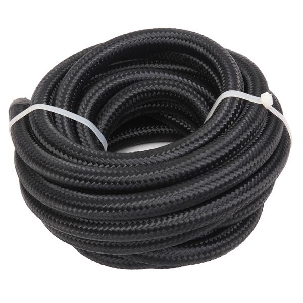8AN 20-Foot Universal Stainless Steel Braided Fuel Hose Black