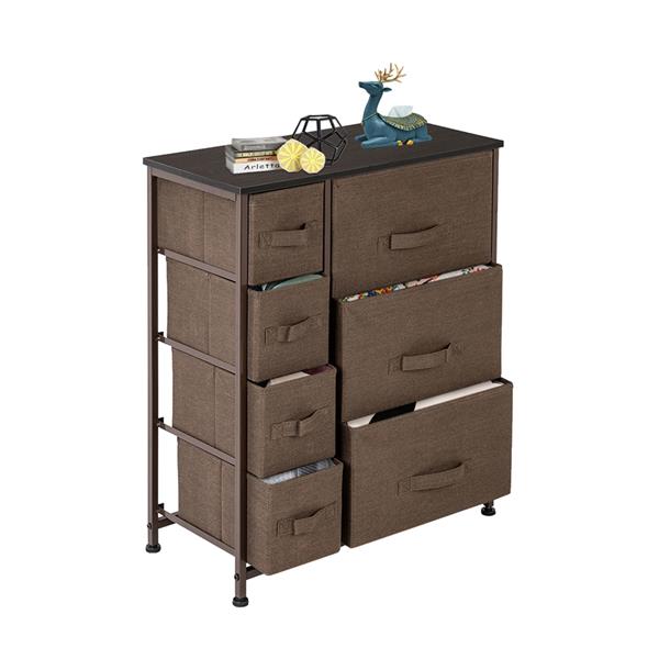 Dresser with 7 Drawers - Furniture Storage Tower Unit for Bedroom, Hallway, Closet, Office Organization - Steel Frame, Wood Top, Easy Pull Fabric Bins, Brown