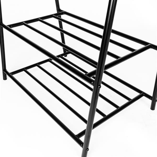 Two-tier Garment Rack Metal Clothes Coat Shoe Storage Shelf Black 