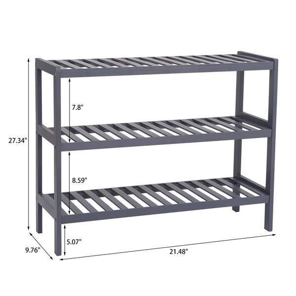 100% Bamboo Shoe Rack Bench, Shoe Storage, 3-Layer Multi - Functional Cell Shelf, Can Be Used For Entrance Corridor, Bathroom, Living Room And Corridor 70 * 25 * 55 - Gray