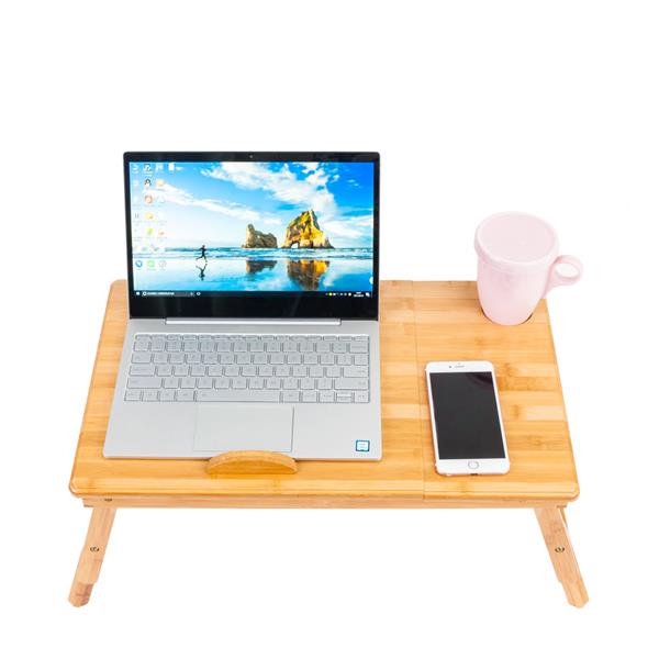 53cm Smooth Adjustable Computer Desk with Cup Stand Wood Color
