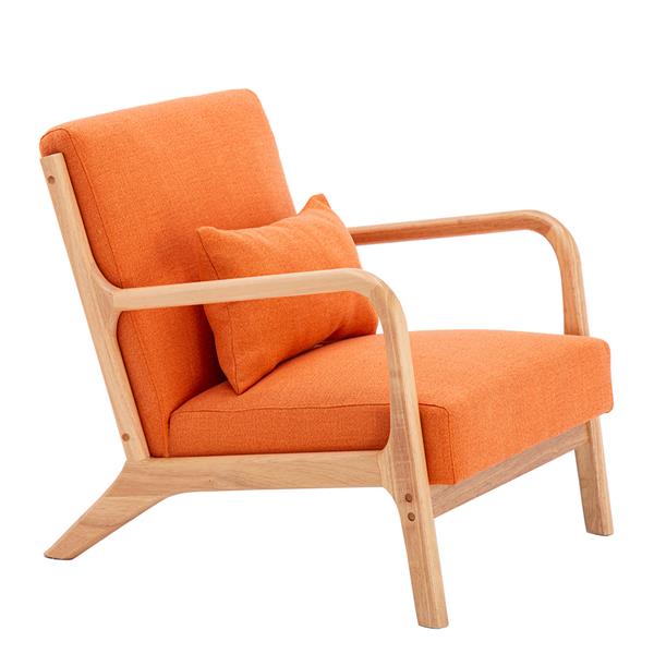 Fabric Oak Sofa Orange (66 x 68 x 75cm)