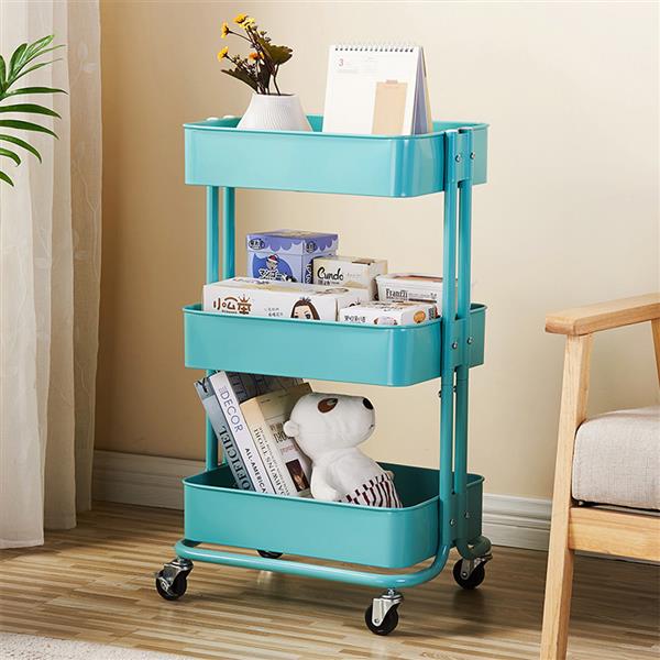 3-Tier Home Kitchen Storage Utility cart-Turquoise