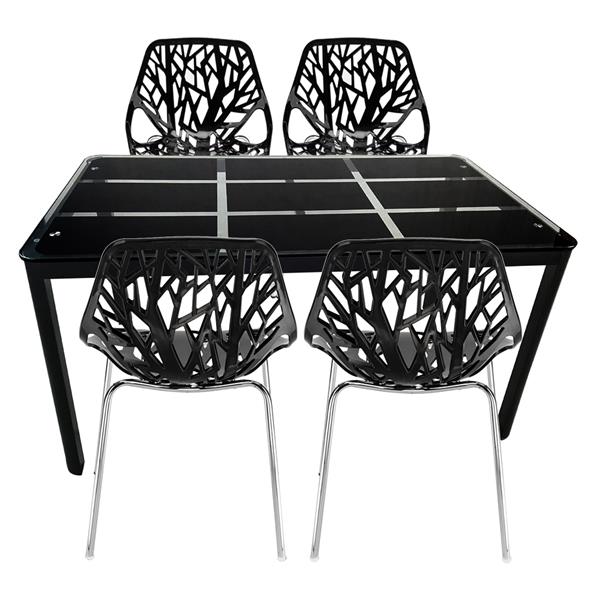 4pcs Bird's Nest Style Lounge Chair Black