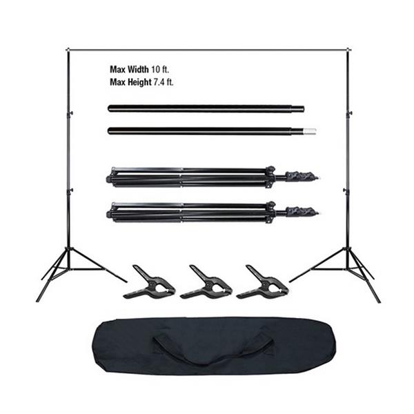 2*3M Backdrop Support Stand Set   3 Fish Mouth Clips Black(Do Not Sell on Amazon)