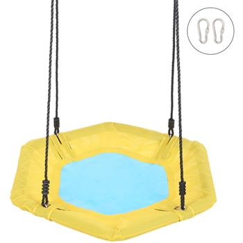 40 Inch Hexagon Swing, Textilene Swing with  2 Carabiners & Adjustable Rope(Yellow & Blue)