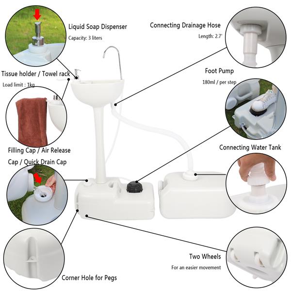 CHH-7701 562 Portable Removable Outdoor Hand Sink with 24L Recovery Tank