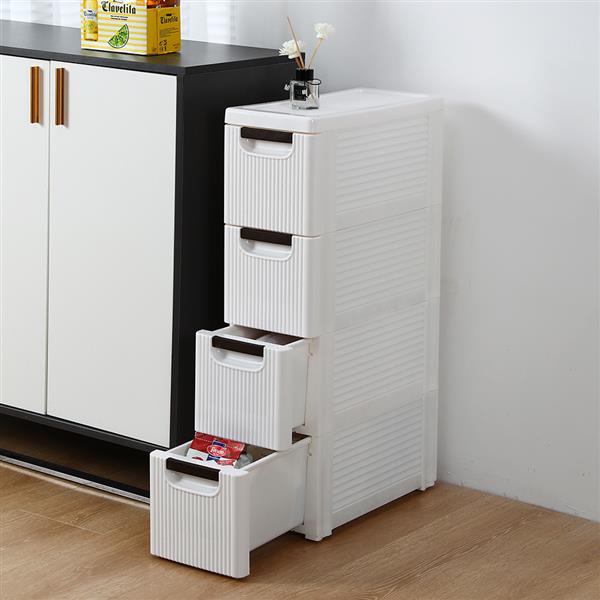 4-Tire Rolling Cart Organizer Unit with Wheels Narrow Slim Container Storage Cabinet for Bathroom Bedroom