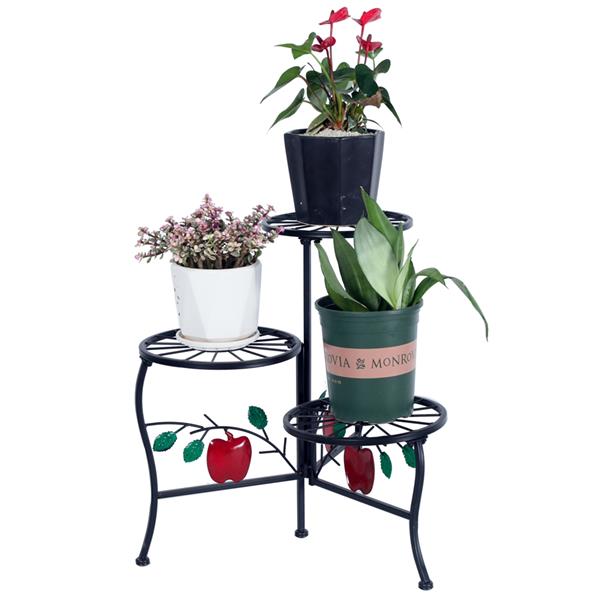 Apple Plant Stand Shelf Holds 3-Flower Pot