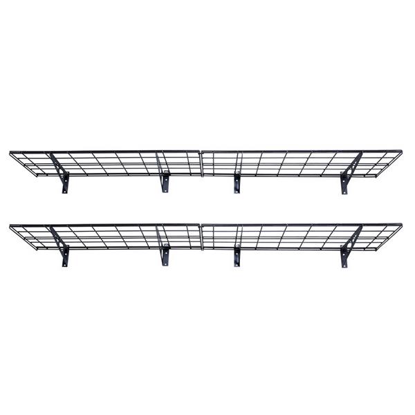 Black 2-Pack 1x6ft 12-inch-by-72-inch Wall Shelf Garage Storage Rack