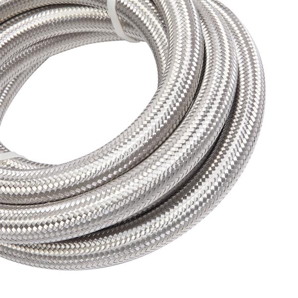 10AN 10-Foot Universal Stainless Steel Braided Fuel Hose Silver