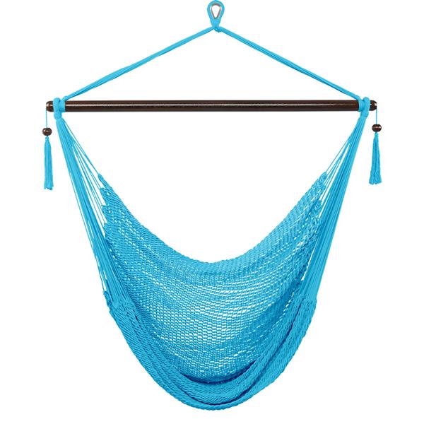 Caribbean Large Hammock Chair Swing Seat Hanging Chair with Tassels Light Blue