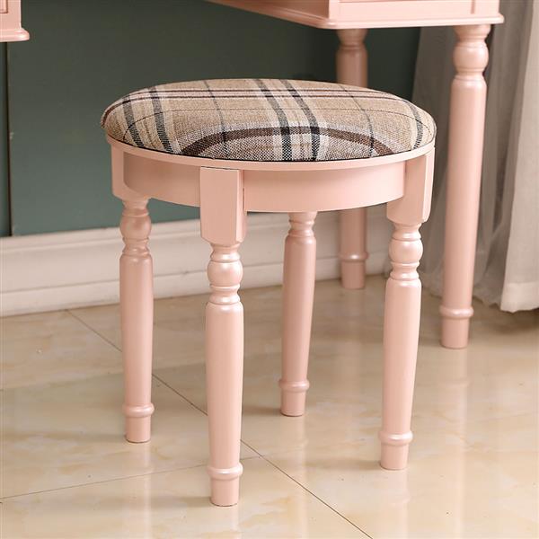 【】Dresser Three-Fold Square Mirror Drawers Roman Column Table/Stool Fluorescent Pink