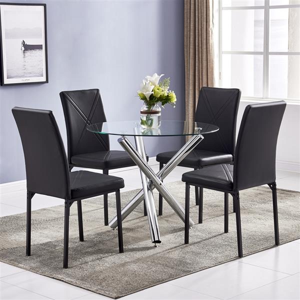 4pcs Square Table Leg Backrest Cross Style Decoration Black