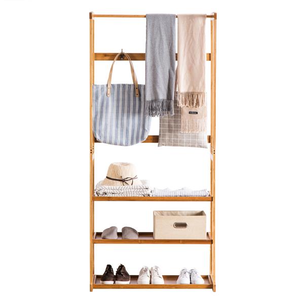 [80*40*178] cm Three-Layer Coat Rack (Flat) Wood Color