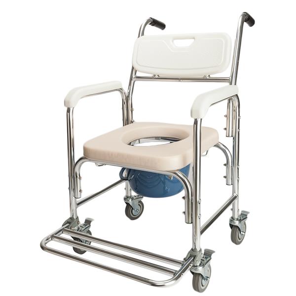 4 in 1 Multifunctional Aluminum Elder People Disabled People Pregnant Women Commode Chair Bath Chair White