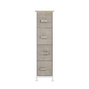 Narrow Dresser, Vertical Storage Unit With 4 Fabric Drawers, Metal Frame, Slim Storage Tower, 7.9\\" Width, For Living Room, Kitchen, Small Space, Gap, Linen / Natural