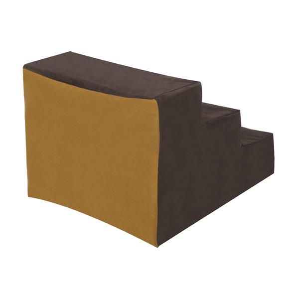 3 Step Velvet Suede Pet Stairs Pet Step Stairs Cat Dog Brown