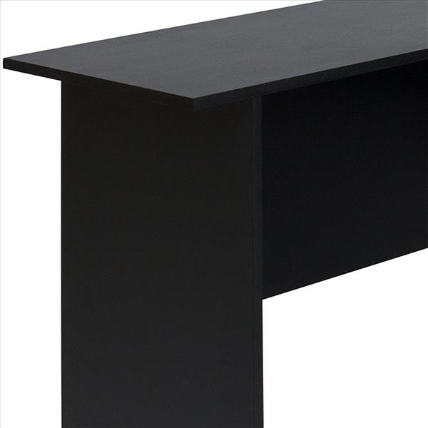 L-Shaped Wood Right-angle Computer Desk with Two-layer Bookshelves Black