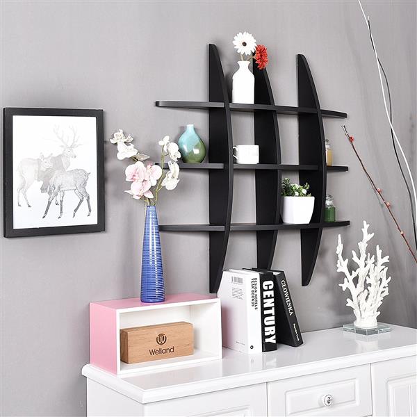 Cross Display Wall Shelf MDF Black