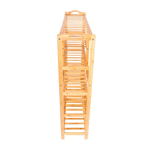 6-layer Portable Bamboo Splint Multi-function Shoe Rack Wood Color