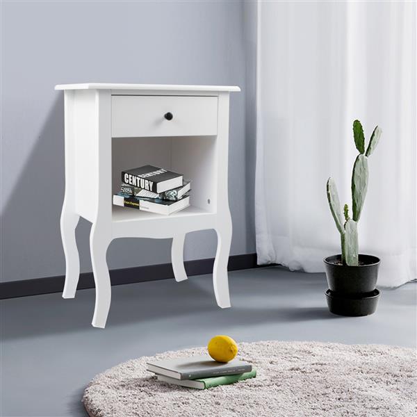 European Bedside Table-One Pump White