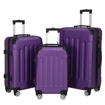 3-in-1 Portable ABS Trolley Case 20\\" / 24\\" / 28\\" Purple