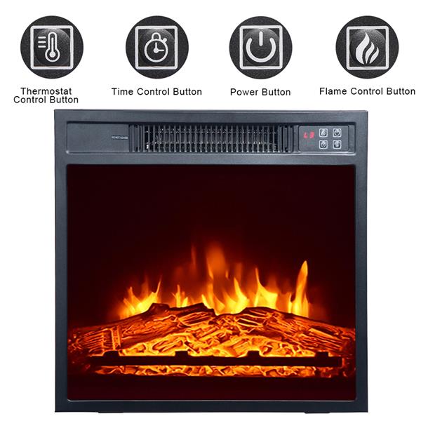 SF103-18g   HA203-32 32 "Wood Brown Fireplace Cabinet 1400W Single Color / Fake Firewood / Heating Wire / With Small Remote Control Movement Black