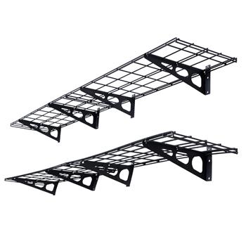 Black 2-Pack 1x6ft 12-inch-by-72-inch Wall Shelf Garage Storage Rack