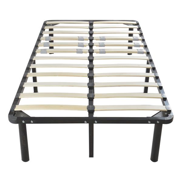 74*38*14 Wooden Bed Slat and Metal Iron Stand Twin Size Iron Bed Black