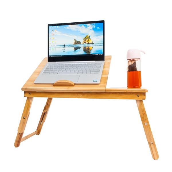 53cm Smooth Adjustable Computer Desk with Cup Stand Wood Color