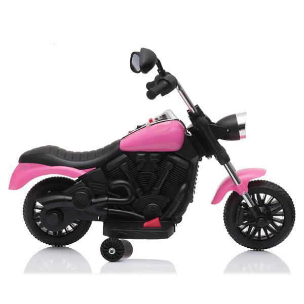 Kids Electric Ride On Motorcycle With Training Wheels 6V Pink