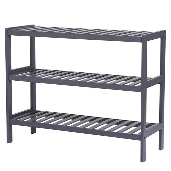 100% Bamboo Shoe Rack Bench, Shoe Storage, 3-Layer Multi - Functional Cell Shelf, Can Be Used For Entrance Corridor, Bathroom, Living Room And Corridor 70 * 25 * 55 - Gray